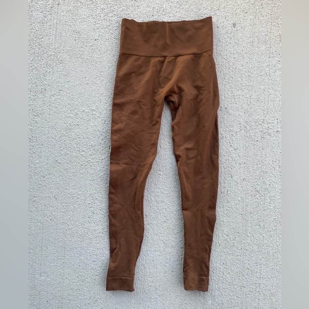 SET Active Brown Seamless Leggings Size Small High Waisted Sculpting